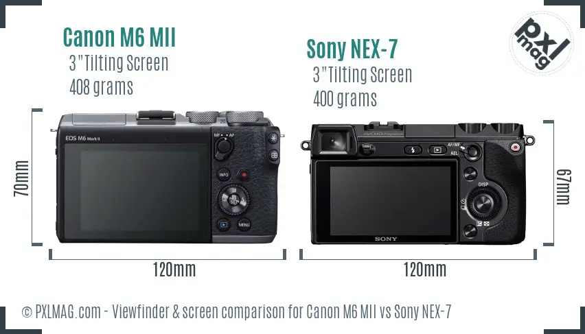 Canon M6 MII vs Sony NEX-7 Screen and Viewfinder comparison