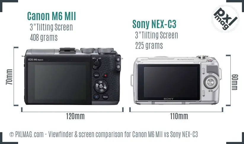 Canon M6 MII vs Sony NEX-C3 Screen and Viewfinder comparison