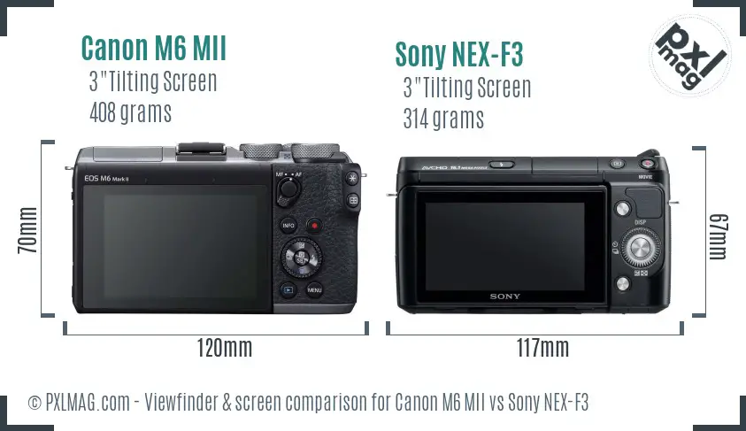 Canon M6 MII vs Sony NEX-F3 Screen and Viewfinder comparison