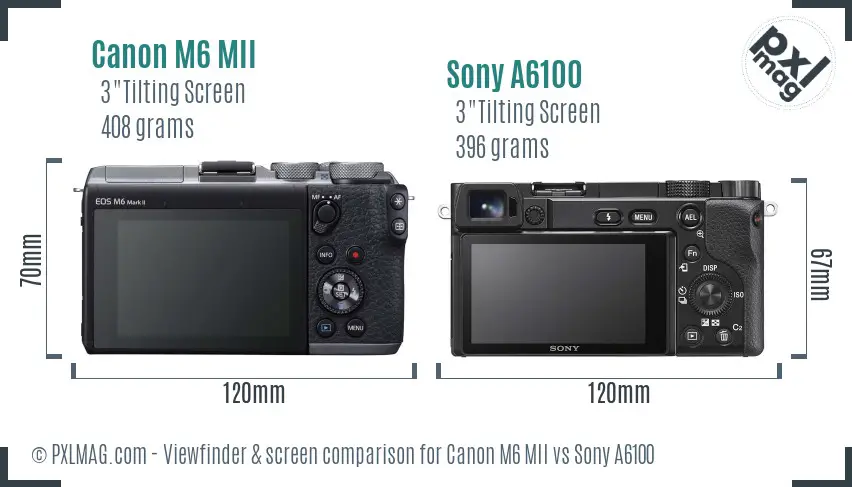 Canon M6 MII vs Sony A6100 Screen and Viewfinder comparison