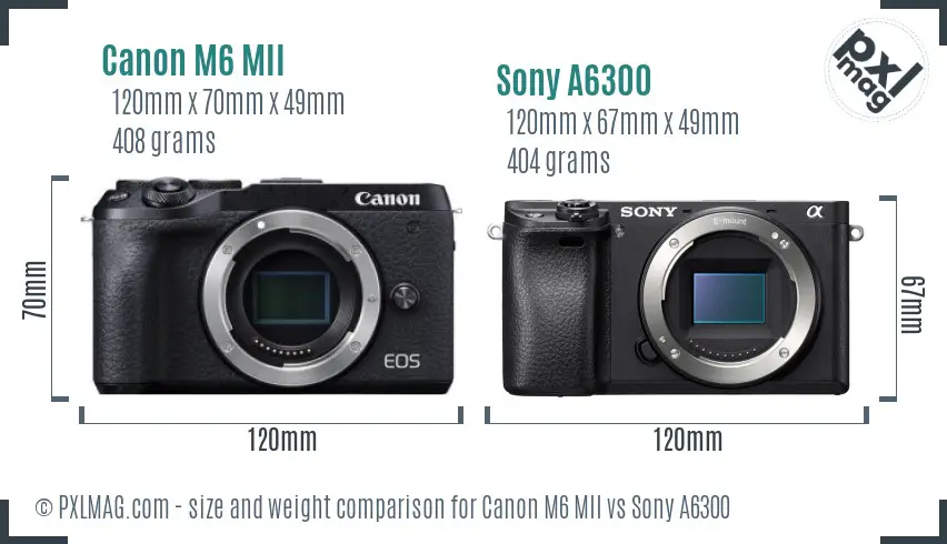 Canon M6 MII vs Sony A6300 size comparison