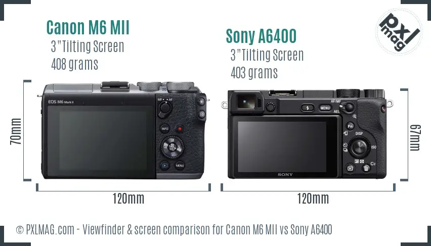 Canon M6 MII vs Sony A6400 Screen and Viewfinder comparison