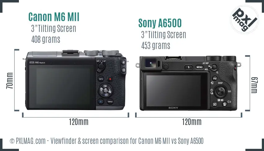 Canon M6 MII vs Sony A6500 Screen and Viewfinder comparison