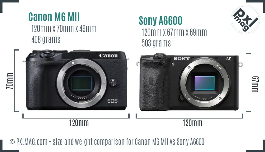 Canon M6 MII vs Sony A6600 size comparison