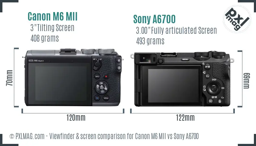 Canon M6 MII vs Sony A6700 Screen and Viewfinder comparison