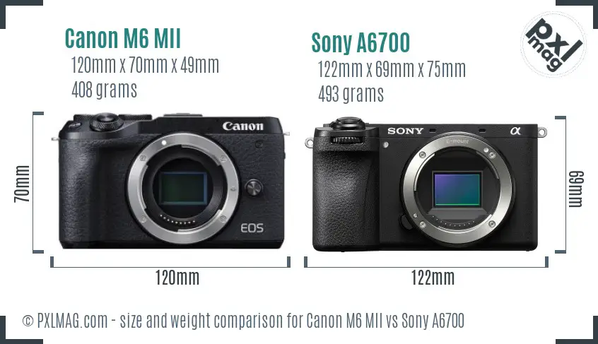 Canon M6 MII vs Sony A6700 size comparison