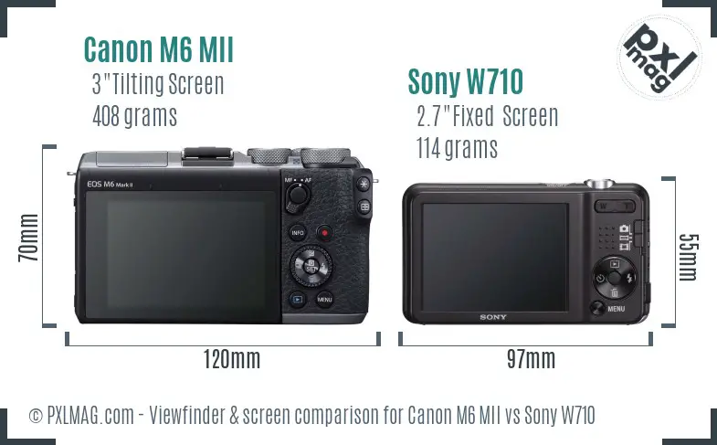 Canon M6 MII vs Sony W710 Screen and Viewfinder comparison