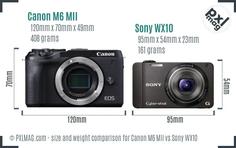 Canon M6 MII vs Sony WX10 size comparison