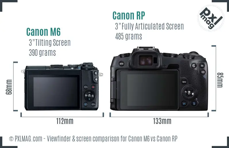 Canon M6 vs Canon RP Screen and Viewfinder comparison Canon M6 vs Canon RP Screen and Viewfinder comparison