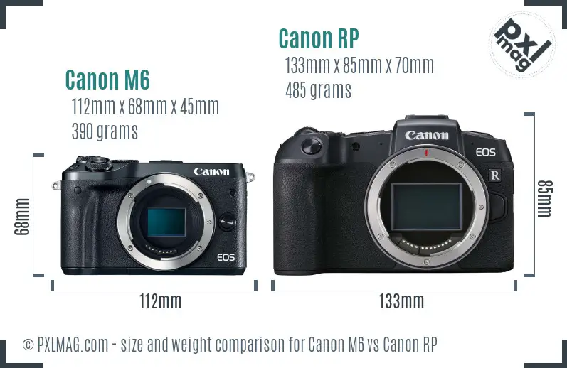 Canon M6 vs Canon RP size comparison Canon M6 vs Canon RP size comparison