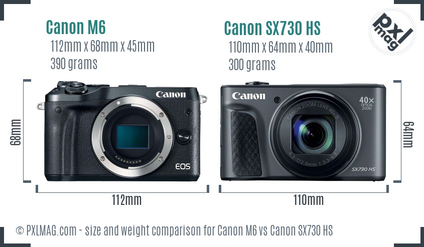 Canon M6 vs Canon SX730 HS size comparison Canon M6 vs Canon SX730 HS size comparison