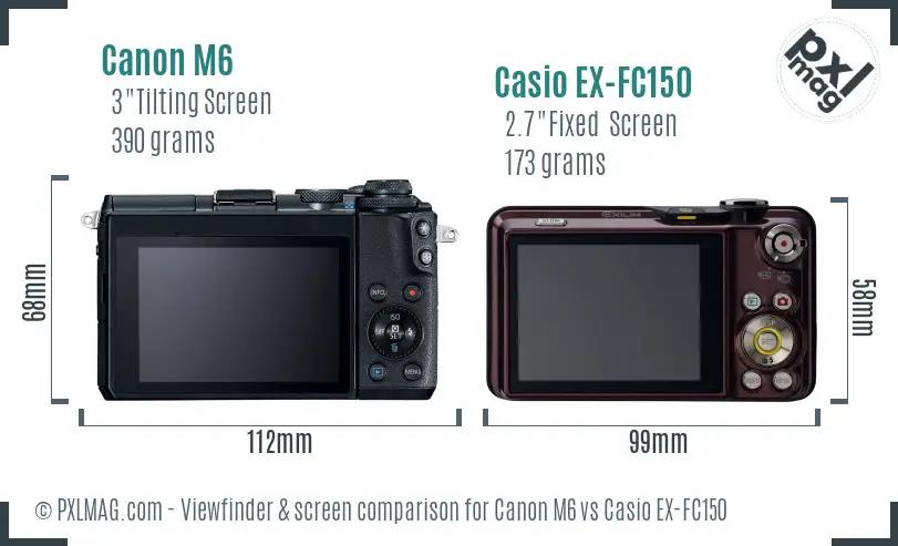 Canon M6 vs Casio EX-FC150 Screen and Viewfinder comparison