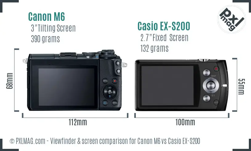 Canon M6 vs Casio EX-S200 Screen and Viewfinder comparison