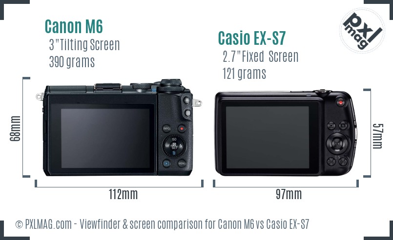 Canon M6 vs Casio EX-S7 Screen and Viewfinder comparison