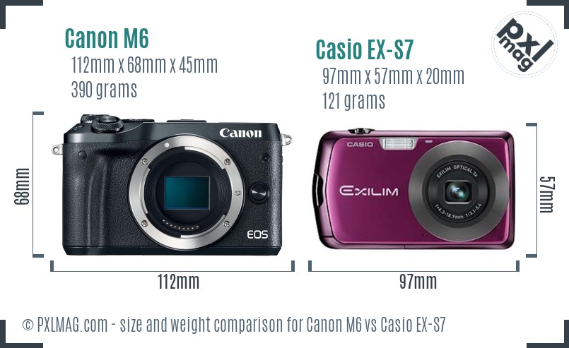 Canon M6 vs Casio EX-S7 size comparison