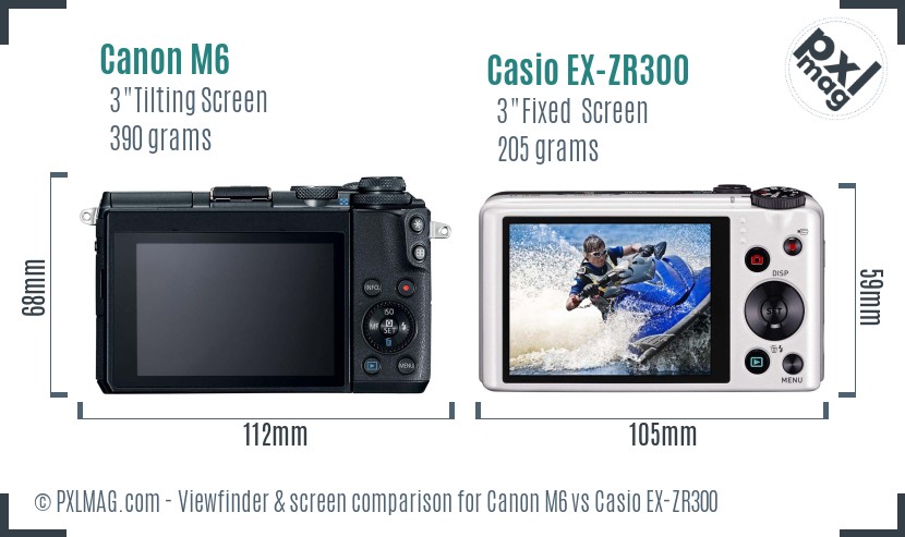 Canon M6 vs Casio EX-ZR300 Screen and Viewfinder comparison