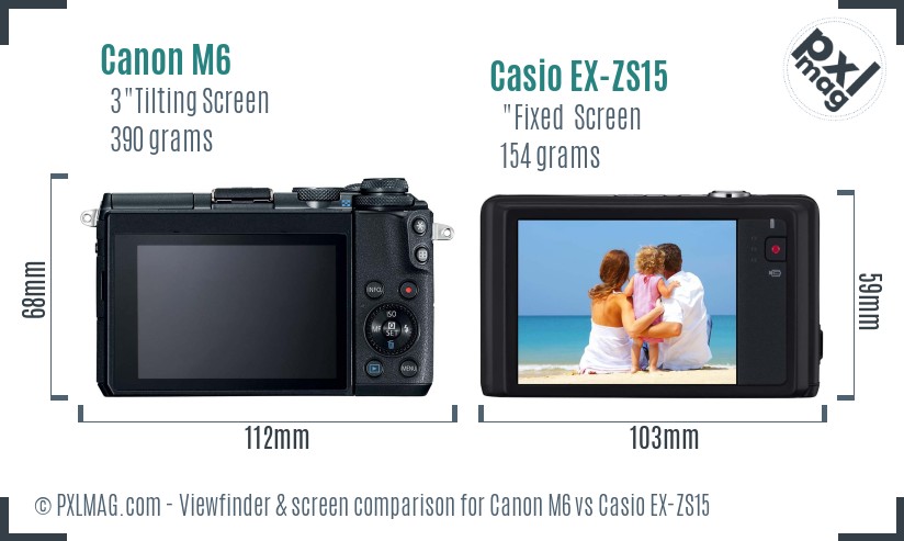 Canon M6 vs Casio EX-ZS15 Screen and Viewfinder comparison