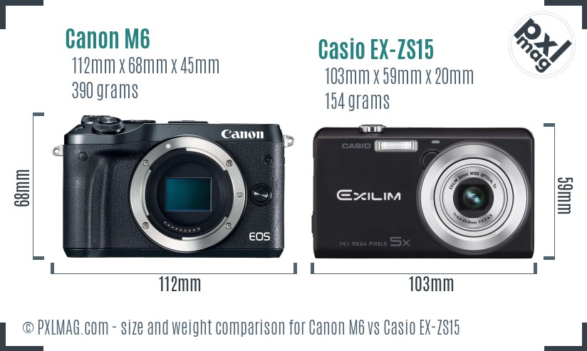 Canon M6 vs Casio EX-ZS15 size comparison Canon M6 vs Casio EX-ZS15 size comparison