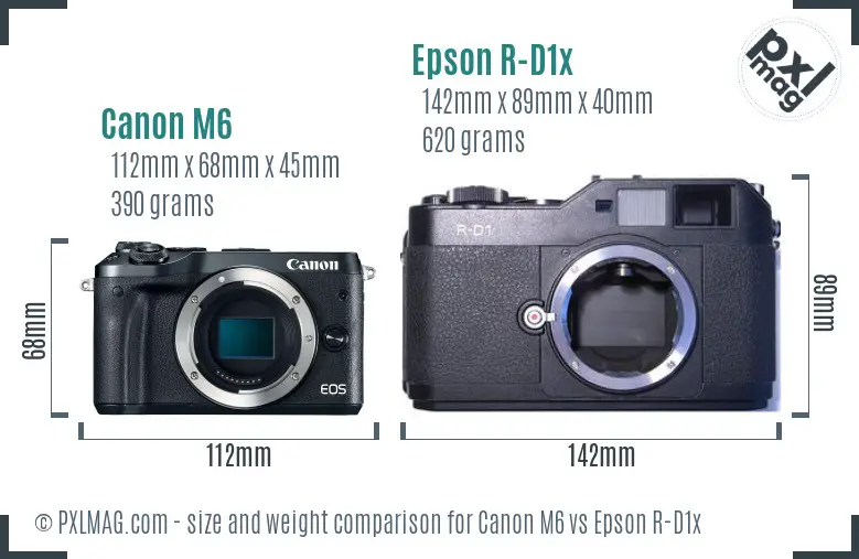 Canon M6 vs Epson R-D1x size comparison