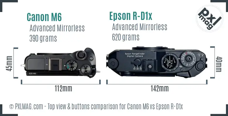 Canon M6 vs Epson R-D1x top view buttons comparison