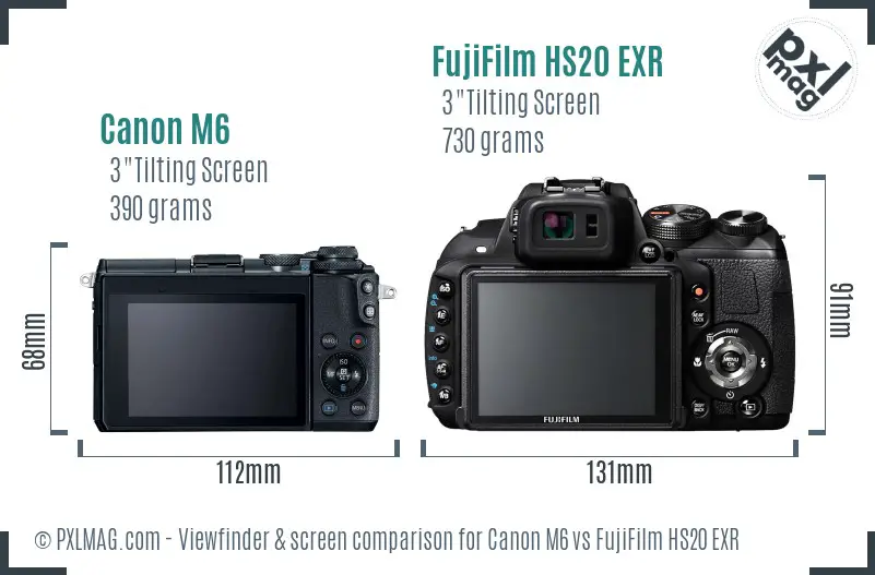 Canon M6 vs FujiFilm HS20 EXR Screen and Viewfinder comparison Canon M6 vs FujiFilm HS20 EXR Screen and Viewfinder comparison