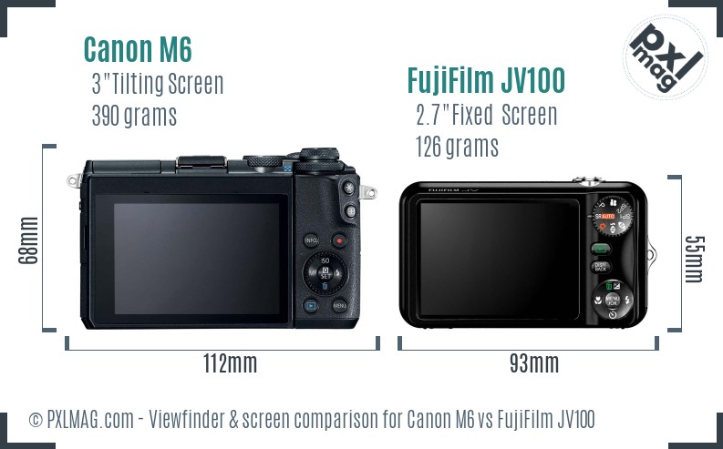 Canon M6 vs FujiFilm JV100 Screen and Viewfinder comparison
