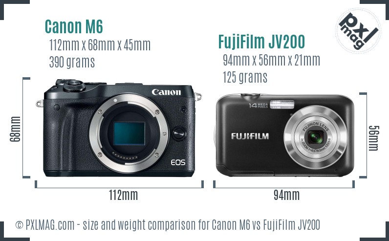 Canon M6 vs FujiFilm JV200 size comparison Canon M6 vs FujiFilm JV200 size comparison