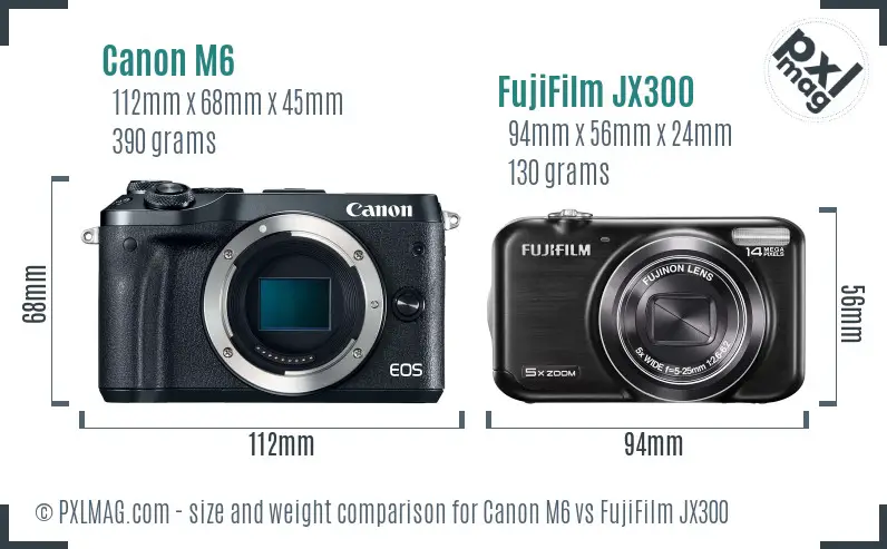 Canon M6 vs FujiFilm JX300 size comparison Canon M6 vs FujiFilm JX300 size comparison