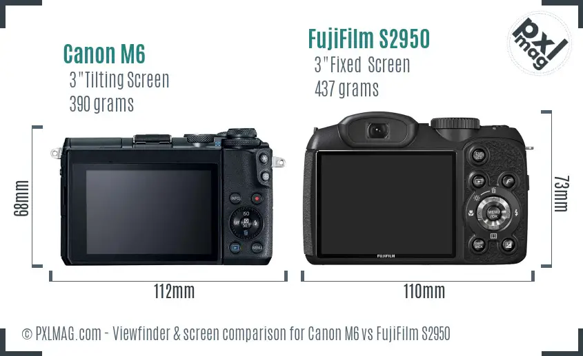 Canon M6 vs FujiFilm S2950 Screen and Viewfinder comparison