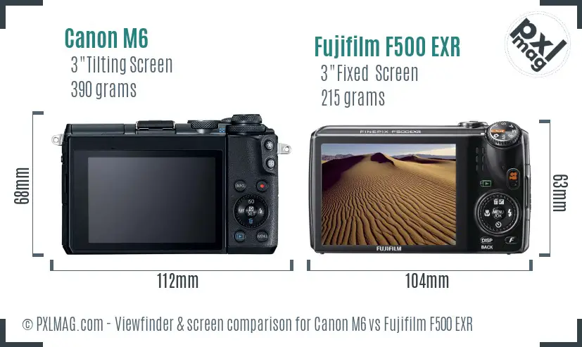 Canon M6 vs Fujifilm F500 EXR Screen and Viewfinder comparison