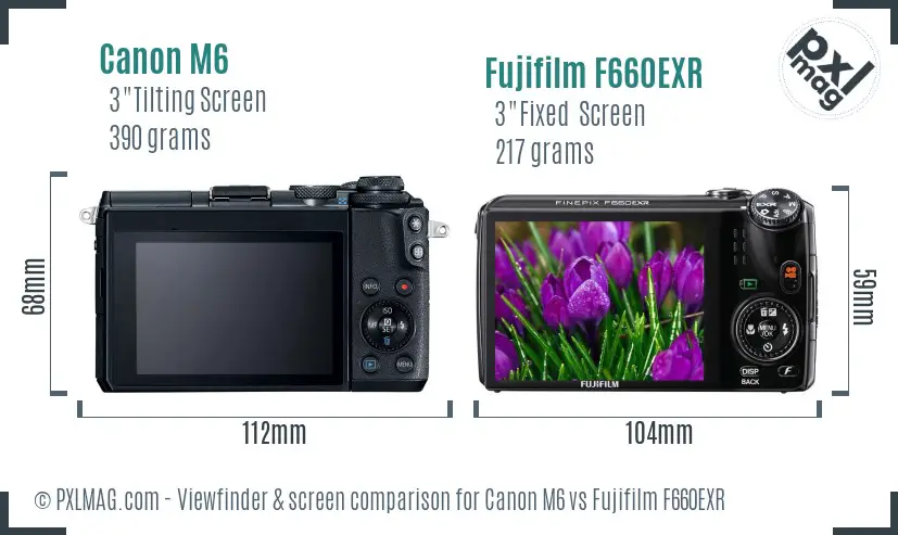 Canon M6 vs Fujifilm F660EXR Screen and Viewfinder comparison Canon M6 vs Fujifilm F660EXR Screen and Viewfinder comparison
