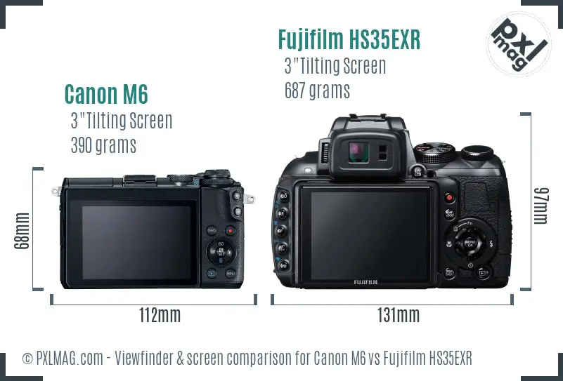 Canon M6 vs Fujifilm HS35EXR Screen and Viewfinder comparison