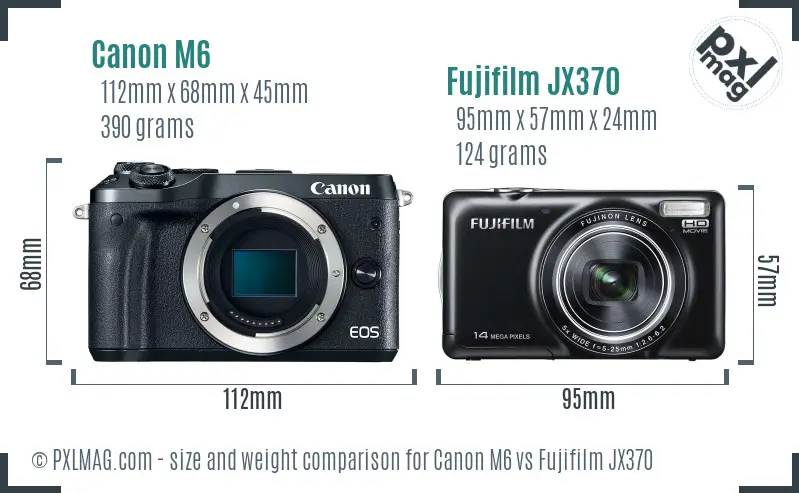 Canon M6 vs Fujifilm JX370 size comparison