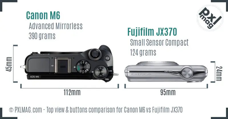 Canon M6 vs Fujifilm JX370 top view buttons comparison