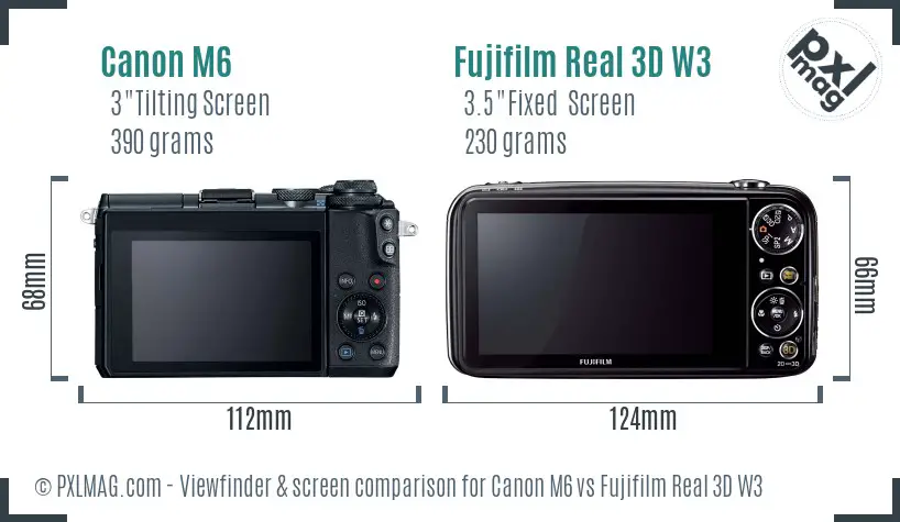 Canon M6 vs Fujifilm Real 3D W3 Screen and Viewfinder comparison