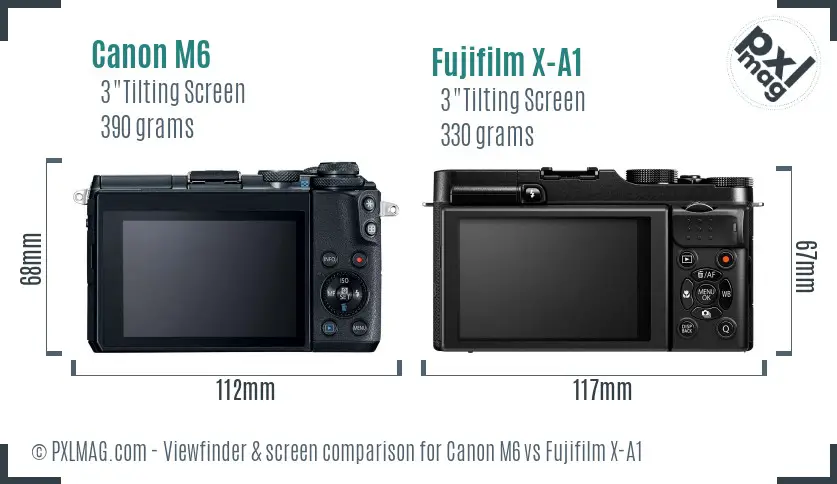 Canon M6 vs Fujifilm X-A1 Screen and Viewfinder comparison