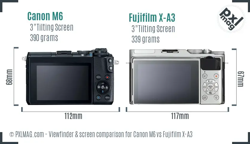 Canon M6 vs Fujifilm X-A3 Screen and Viewfinder comparison