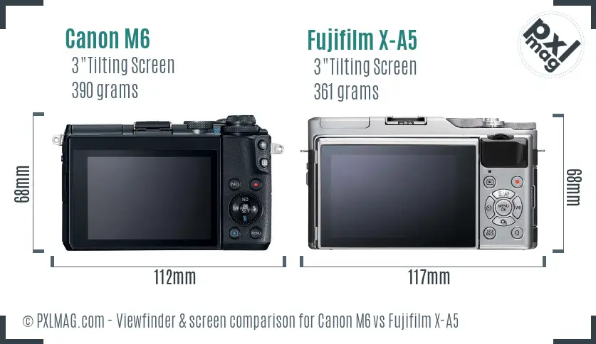 Canon M6 vs Fujifilm X-A5 Screen and Viewfinder comparison