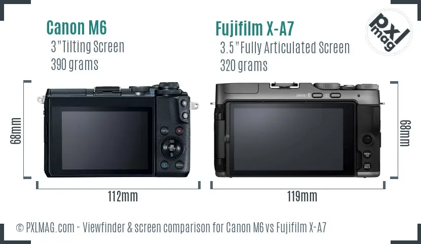 Canon M6 vs Fujifilm X-A7 Screen and Viewfinder comparison