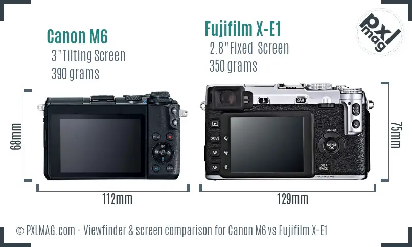 Canon M6 vs Fujifilm X-E1 Screen and Viewfinder comparison