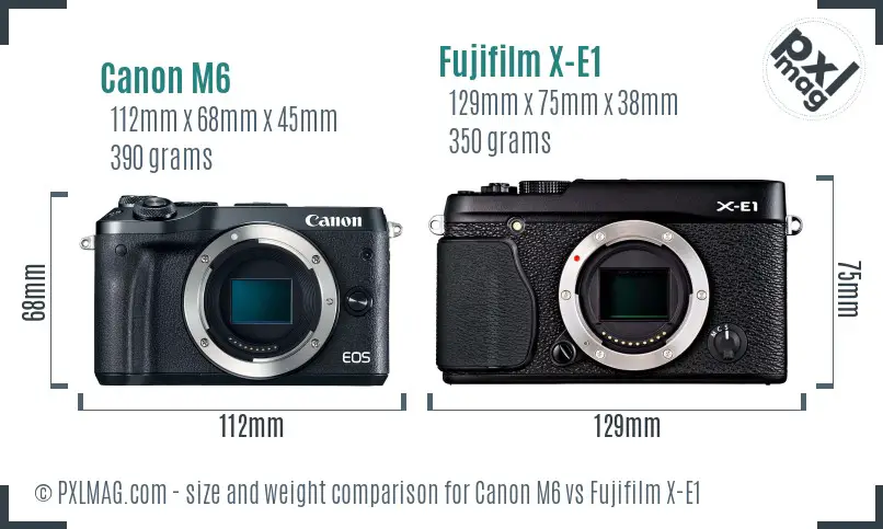 Canon M6 vs Fujifilm X-E1 size comparison