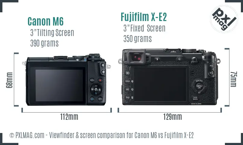 Canon M6 vs Fujifilm X-E2 Screen and Viewfinder comparison