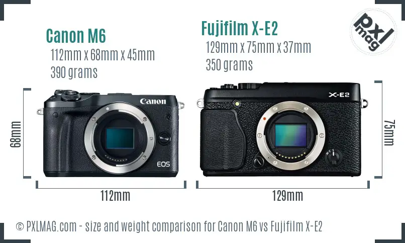 Canon M6 vs Fujifilm X-E2 size comparison