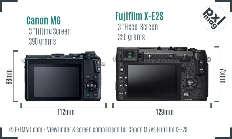 Canon M6 vs Fujifilm X-E2S Screen and Viewfinder comparison
