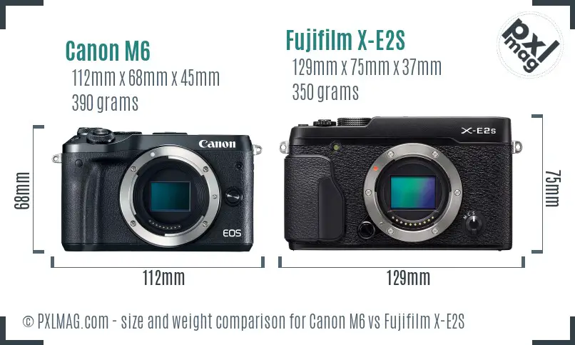 Canon M6 vs Fujifilm X-E2S size comparison