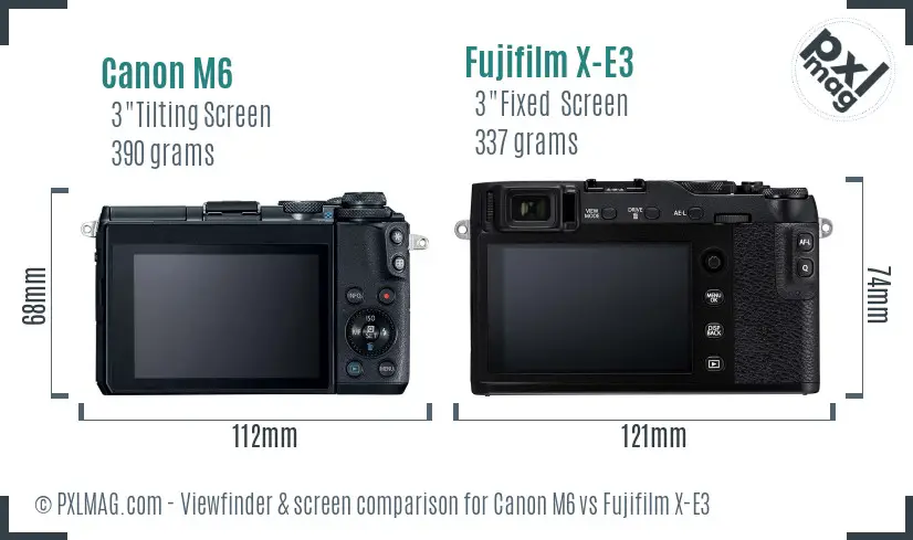 Canon M6 vs Fujifilm X-E3 Screen and Viewfinder comparison Canon M6 vs Fujifilm X-E3 Screen and Viewfinder comparison