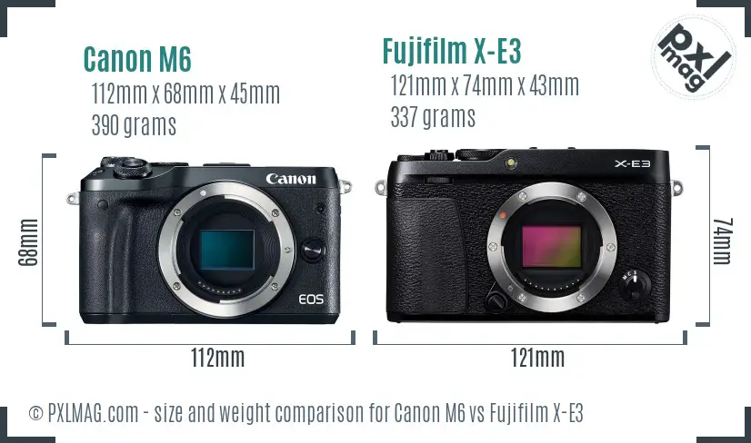 Canon M6 vs Fujifilm X-E3 size comparison Canon M6 vs Fujifilm X-E3 size comparison
