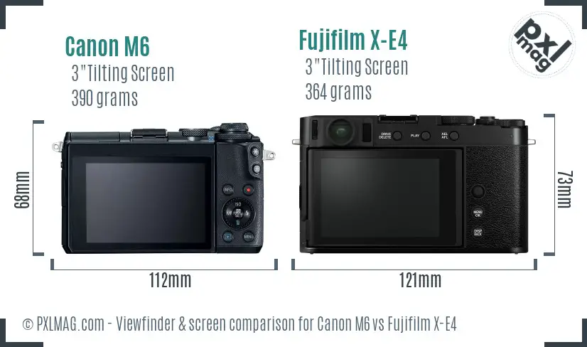 Canon M6 vs Fujifilm X-E4 Screen and Viewfinder comparison Canon M6 vs Fujifilm X-E4 Screen and Viewfinder comparison