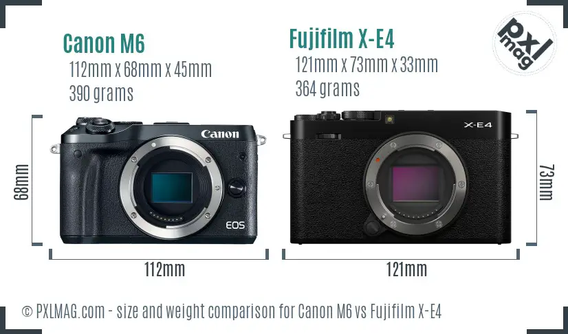 Canon M6 vs Fujifilm X-E4 size comparison Canon M6 vs Fujifilm X-E4 size comparison