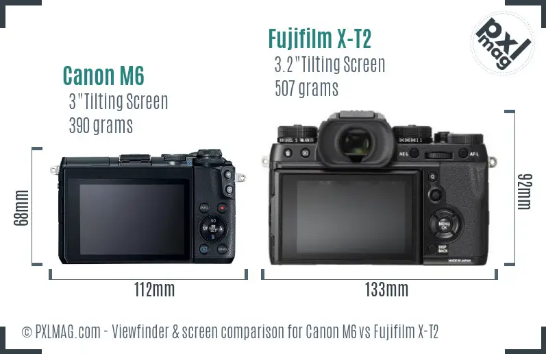 Canon M6 vs Fujifilm X-T2 Screen and Viewfinder comparison
